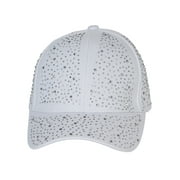 Top Headwear Fashion Bling Rhinestone Studded Cotton Baseball Cap - White/Silver