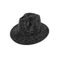 thumbnail image 1 of Top Headwear Fashion Bling Rhinestone Studded Wide Brim Womens  Fedora Panama Hat - Black, 1 of 1