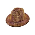thumbnail image 1 of Top Headwear Fashion Bling Rhinestone Studded Wide Brim Womens  Fedora Panama Hat - Brown, 1 of 3