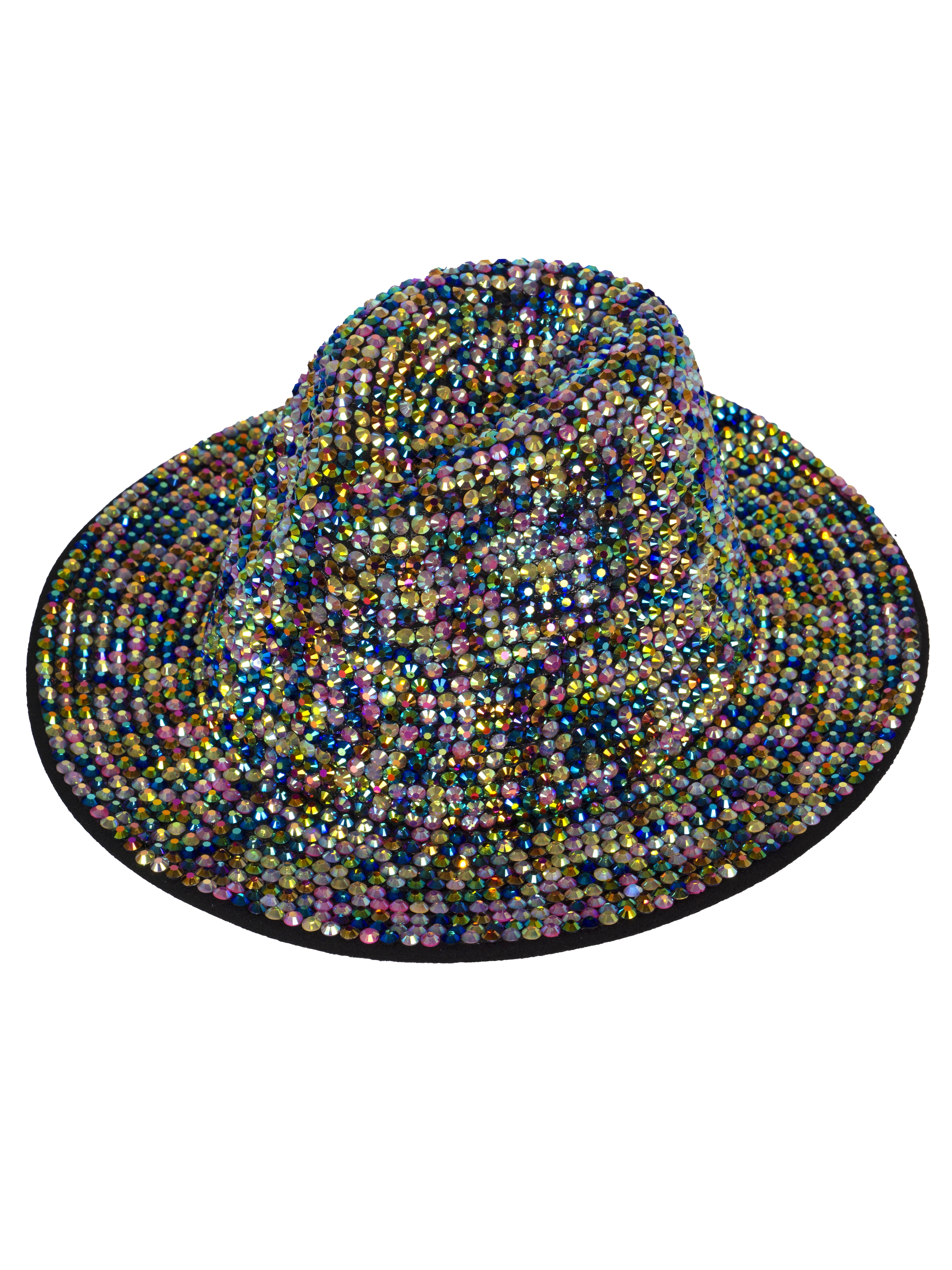 Top Headwear Fashion Bling Rhinestone Studded Wide Brim 