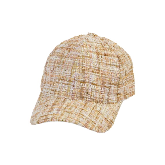 Top Headwear Fashion Blogger Tweed Woven Baseball Cap - Beige