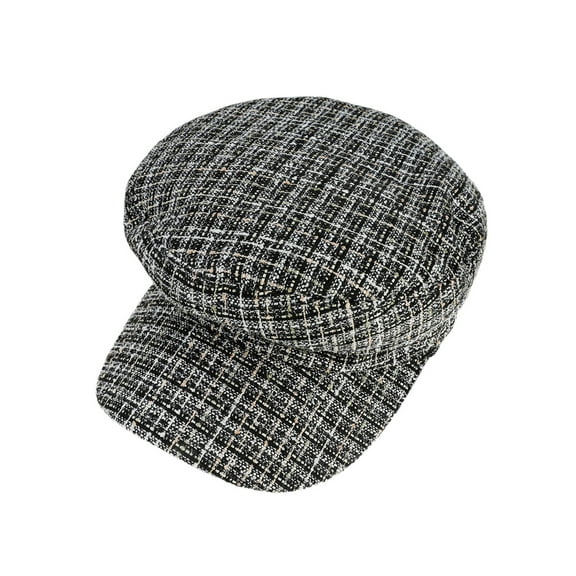 Top Headwear Fashion Captain Plaid Newsboy Cap - Black