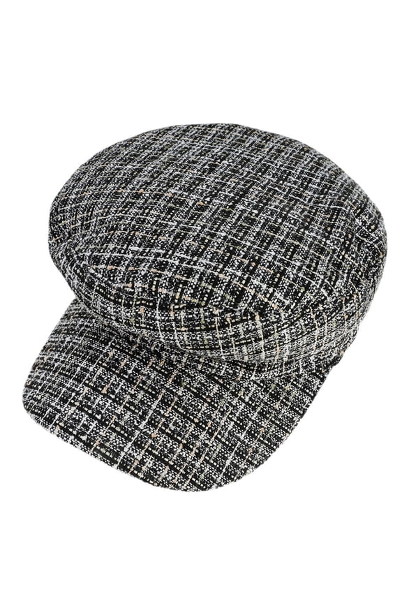 Top Headwear Fashion Captain Plaid Newsboy Cap - Black