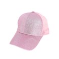 thumbnail image 1 of Top Headwear Fashion Glitter Mesh High Bun Ponytail Trucker Hat - Pink, 1 of 1