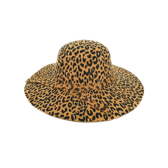 Top Headwear Fashion Leopard Print Belted Floppy Sun Hat - Brown