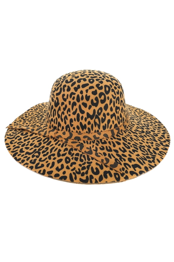 Top Headwear Fashion Leopard Print Belted Floppy Sun Hat - Brown