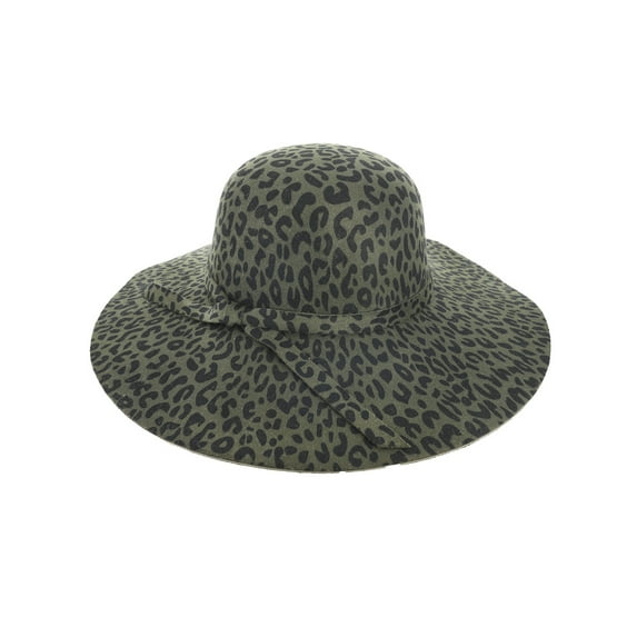 Top Headwear Fashion Leopard Print Belted Floppy Sun Hat - Green