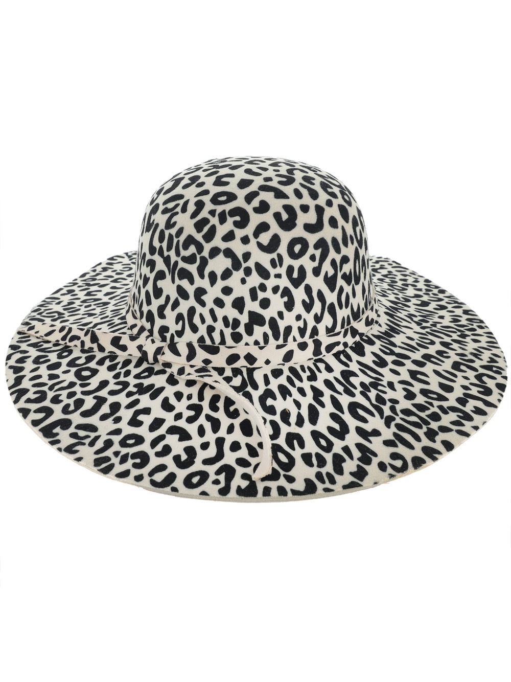 Straw leopard Print Floppy Beach Hat surell Summer Straw Hat with Leopard Print Bow - Hand Woven  main image 4
