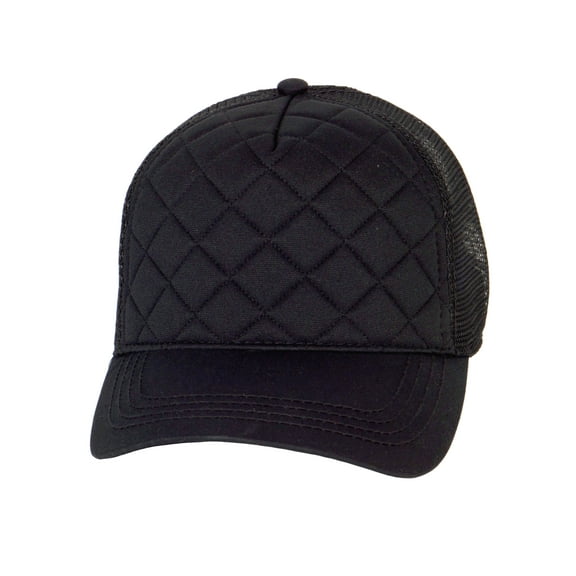 Top Headwear Fashion Quilted Trucker Cap - Black