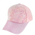 thumbnail image 1 of Top Headwear Fashion Rhinestone Glitter High Bun Ponytail Baseball Cap - Pink, 1 of 1