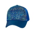 thumbnail image 1 of Top Headwear Fashion Rhinestone Glitter High Bun Ponytail Baseball Cap - Royal, 1 of 4