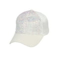 thumbnail image 1 of Top Headwear Fashion Rhinestone Glitter High Bun Ponytail Baseball Cap - White, 1 of 3