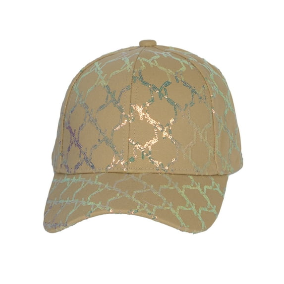 Top Headwear Fashion Sequin Chain Adjustable Baseball Cap - Gold