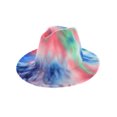 thumbnail image 1 of Top Headwear Fashion Tie Dye Wide Brim Felt Fedora Panama Hat - Blue/Pink, 1 of 1