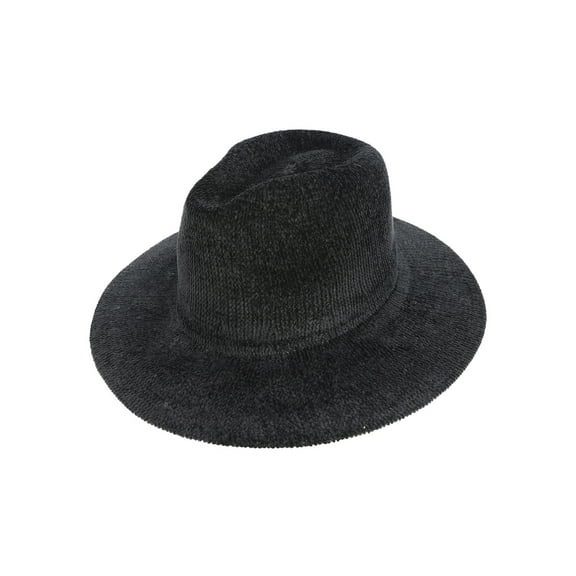 Top Headwear Fashion Wide Brim Corduroy Fedora Panama Hat  - Black
