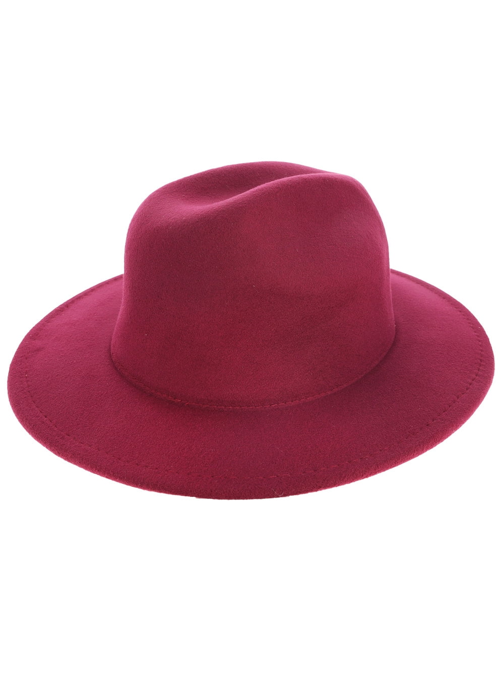 Top Headwear Fashion Wide Brim Fedora Panama Hat - Burgundy  display picture 1