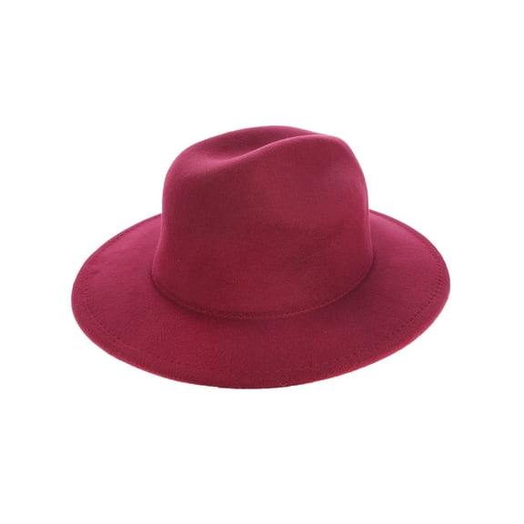 Top Headwear Fashion Wide Brim Fedora Panama Hat - Burgundy