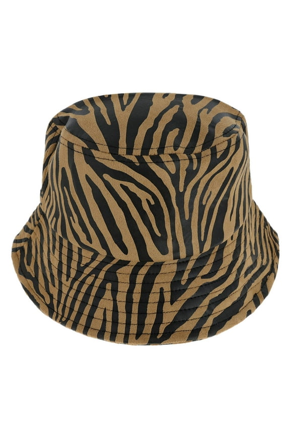 Top Headwear Fashion Zebra Bucket Hat - Brown