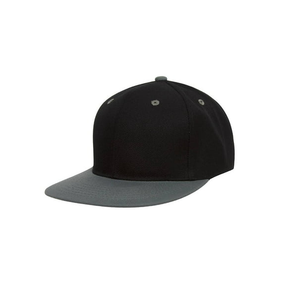Top Headwear Flat Bill Adjustable Snapback Cap - Black/Grey