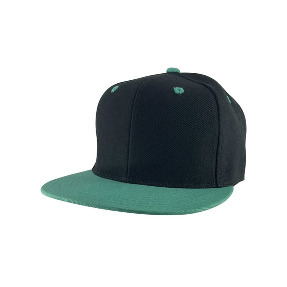 Top Headwear Flat Bill Adjustable Snapback Cap - Black/Teal