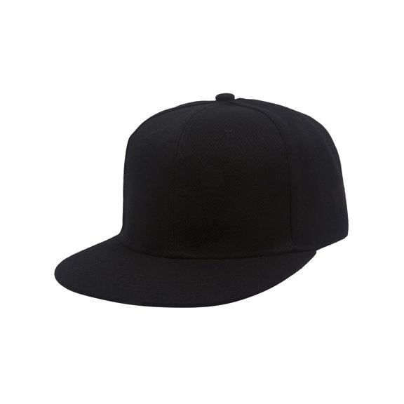 Top Headwear Flat Bill Adjustable Snapback Cap - Black