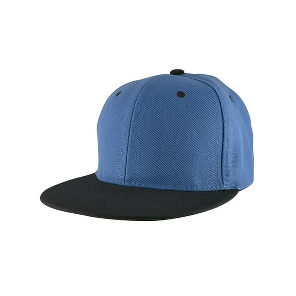 Top Headwear Flat Bill Adjustable Snapback Cap - Light Blue/Black