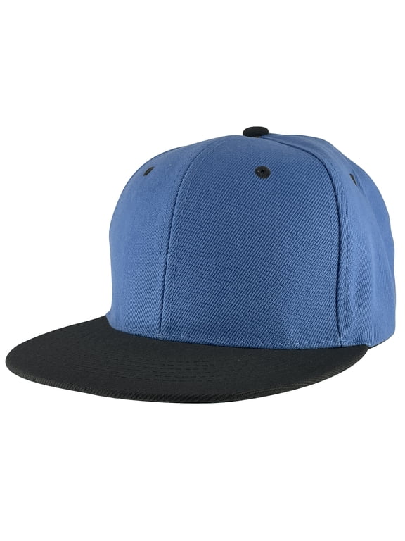 Top Headwear Flat Bill Adjustable Snapback Cap - Light Blue/Black