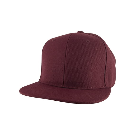 Top Headwear Flat Bill Adjustable Snapback Cap - Burgundy