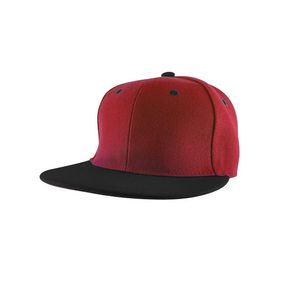 Top Headwear Flat Bill Adjustable Snapback Cap - Red/Black