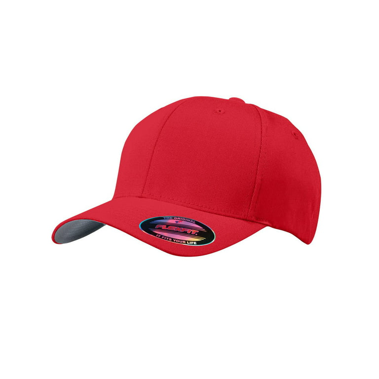 Cap Fit Red Headwear Flex Top Large/X-Large Baseball - -