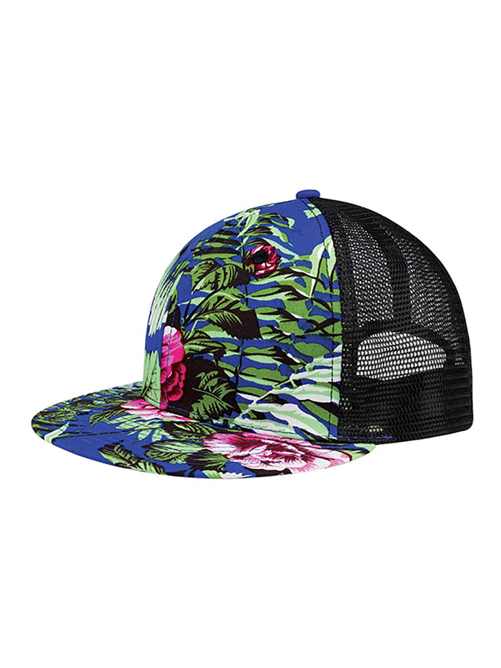 TOP HEADWEAR Floral Print Trucker Hat - Adjustable Snapback, Flat Bill, Mesh Back, One Size Fits Most - View #8
