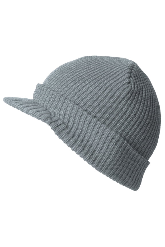 Top Headwear GI Cuff Ribbed Beanie Visor, Grey