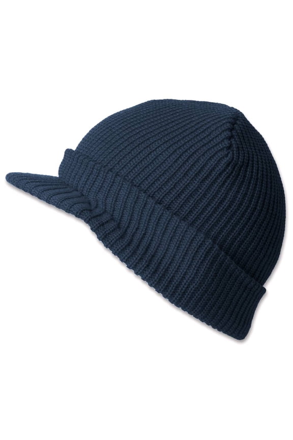 Top Headwear GI Cuff Ribbed Beanie Visor, Navy