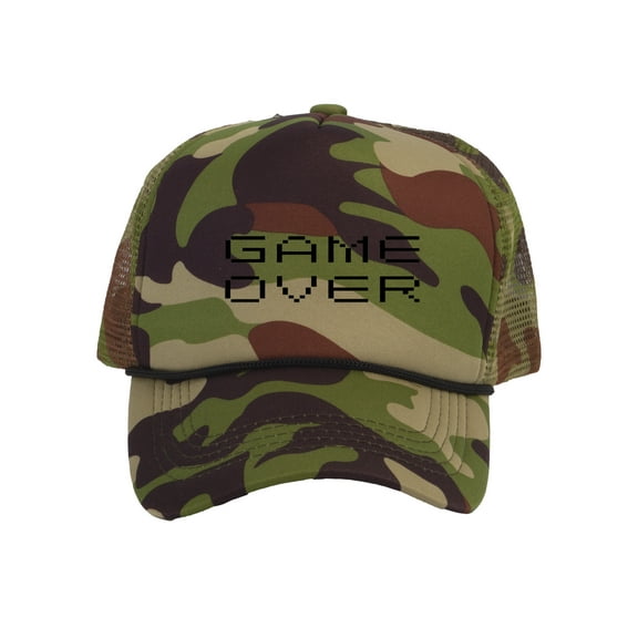 Top Headwear Game Over Trucker Hat - Men's Women's Gamer Bachelor Party Idea Gift Camo