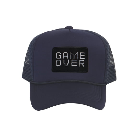 Top Headwear Game Over Trucker Hat - Men's Women's Gamer Bachelor Party Idea Gift Navy