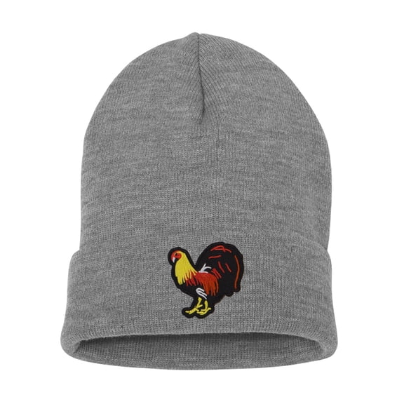 Top Headwear Gamecock Fighting Rooster Beanie - Men's Farm Winter Knit Cap, Heather Grey