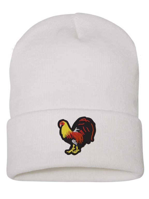 Top Headwear Gamecock Fighting Rooster Beanie - Men's Farm Winter Knit Cap, White