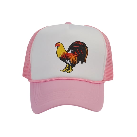 Top Headwear Gamecock Rooster Hat - Men's Farm Trucker Snapback Cap White/Light Pink