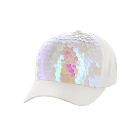 Top Headwear Glitter Scales Baseball Cap - White