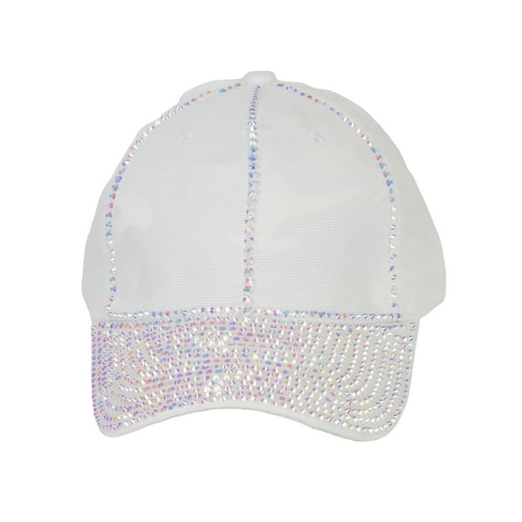 Top Headwear Glitter Stud Baseball Cap - White