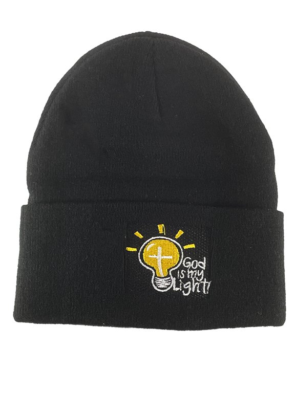 Top Headwear God Is My Light Cuffed Beanie - Black