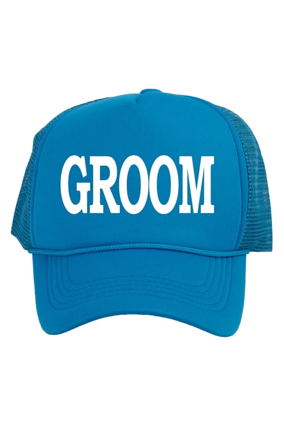 Top Headwear Groom Hat - Bachelor Party Trucker Hat Aqua Blue