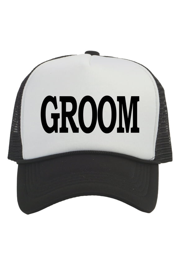 Top Headwear Groom Hat - Bachelor Party Trucker Hat White/Black