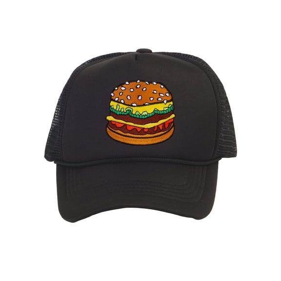 Top Headwear Hamburger Cheeseburger Trucker Hat - Men's Snapback Burger Food Cap Black