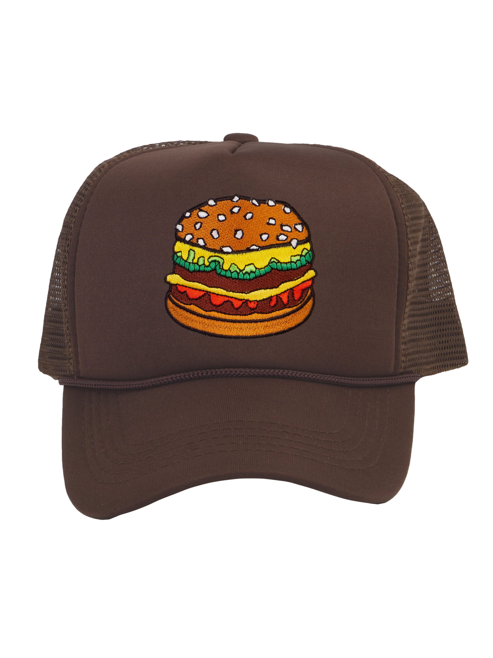 Top Headwear Hamburger Cheeseburger Trucker Hat - Men's Snapback Burger  Food Cap Black