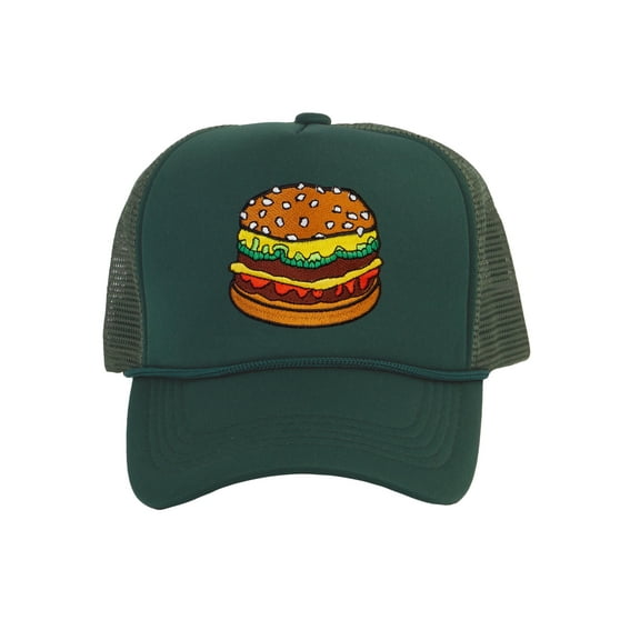 Top Headwear Hamburger Cheeseburger Trucker Hat - Men's Snapback Burger Food Cap Forest Green