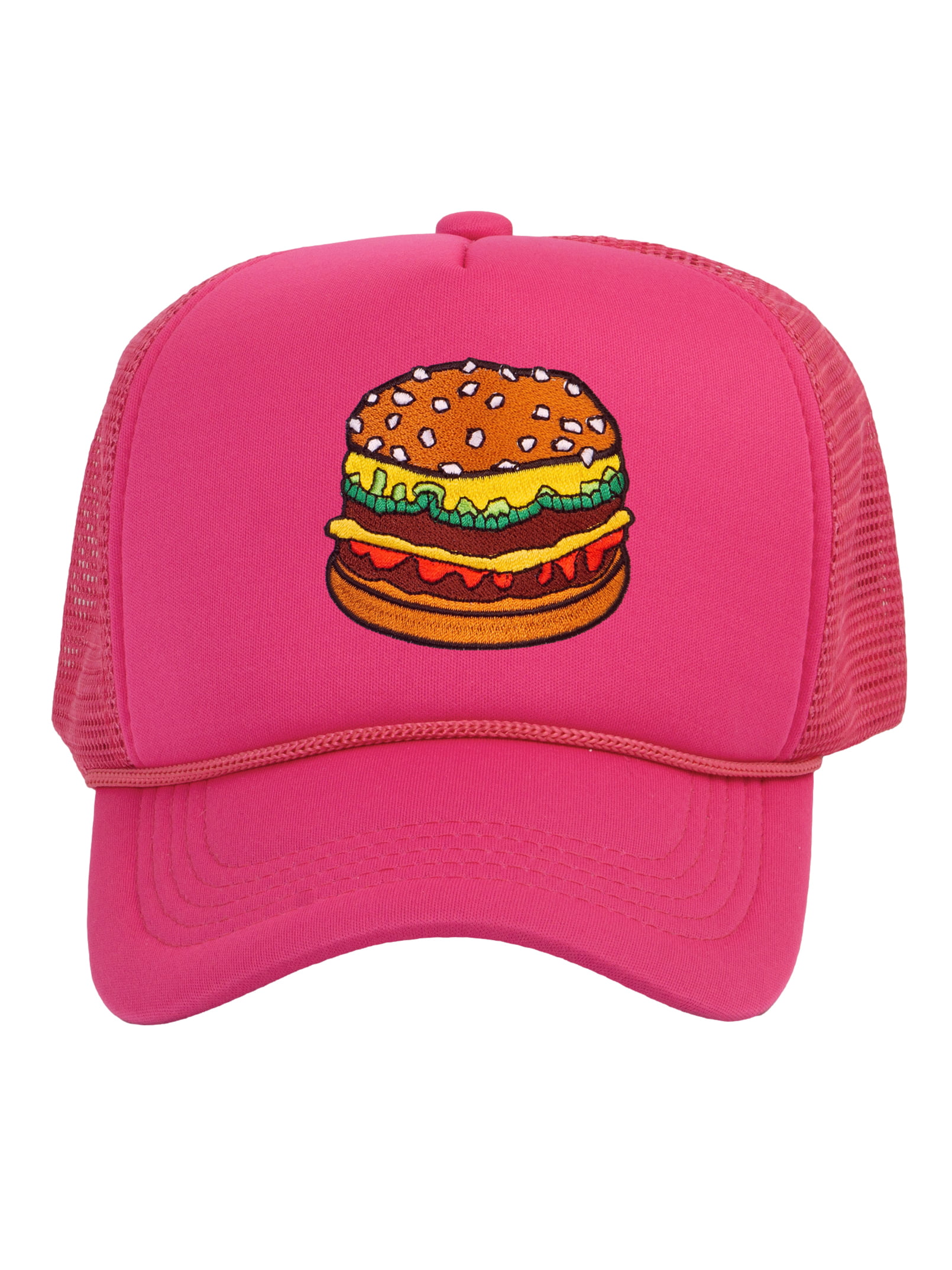 Top Headwear Hamburger Cheeseburger Trucker Hat - Men's Snapback Burger  Food Cap Red