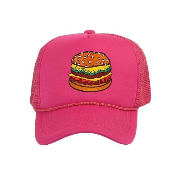 Top Headwear Hamburger Cheeseburger Trucker Hat - Men's Snapback Burger Food Cap Hot Pink