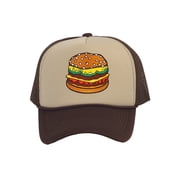 Top Headwear Hamburger Cheeseburger Trucker Hat - Mens Snapback Burger Food Cap Khaki/Brown