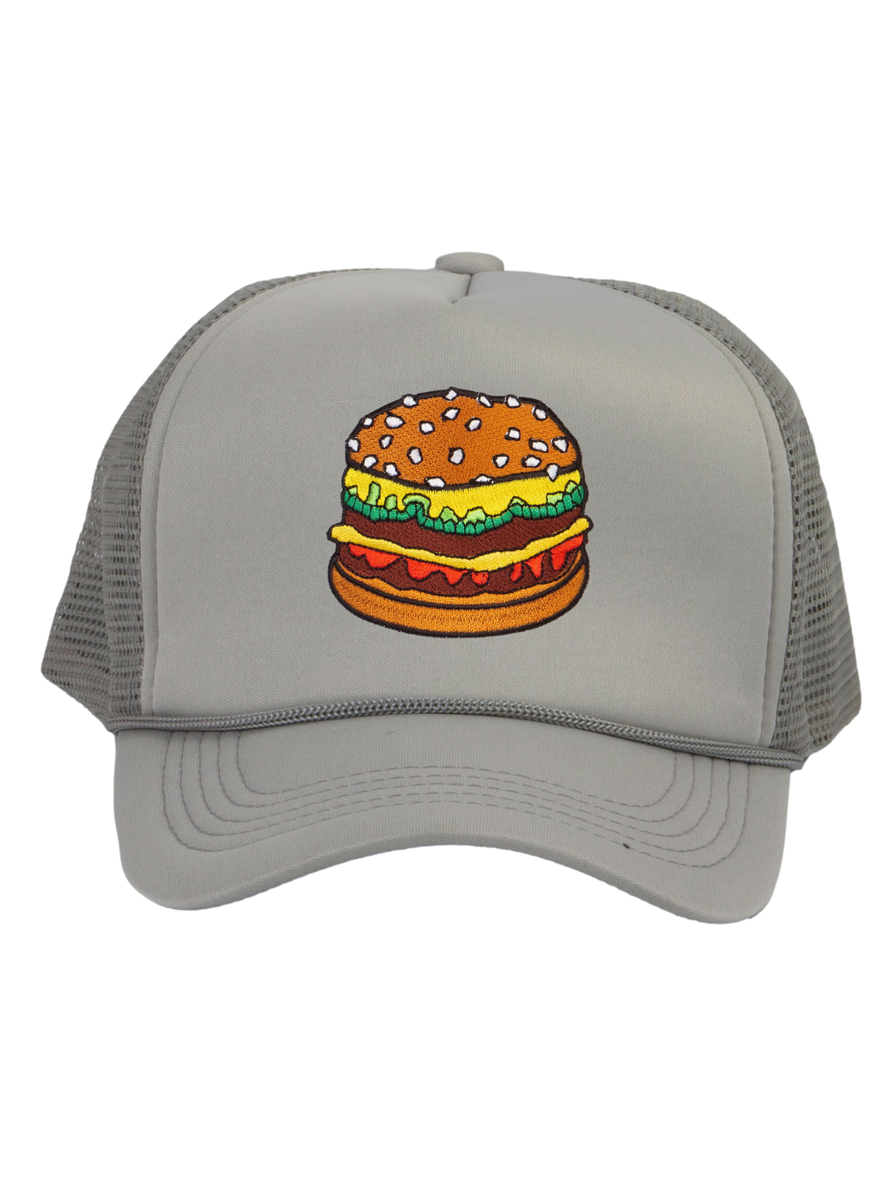 Top Headwear Hamburger Cheeseburger Trucker Hat - Men's Snapback Burger  Food Cap Light Grey